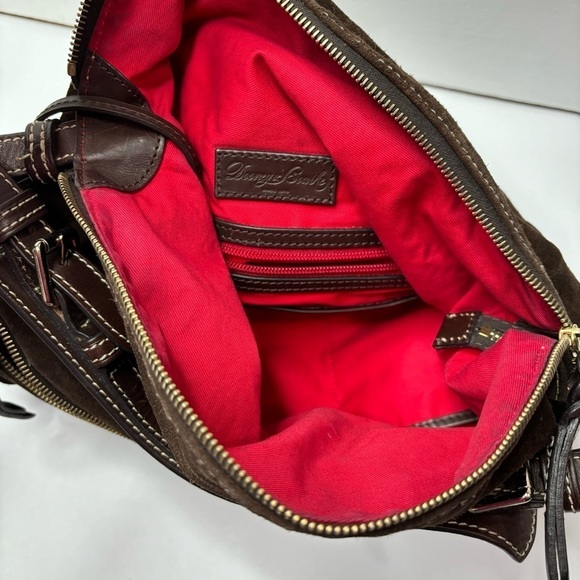 DOONEY & BOURKE Dark Brown Suede Dillen Pocket Sac Satchel - Picture 2 of 5